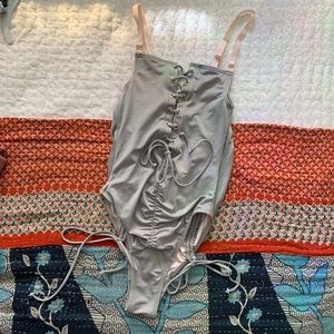 Lace up one piece swimsuit